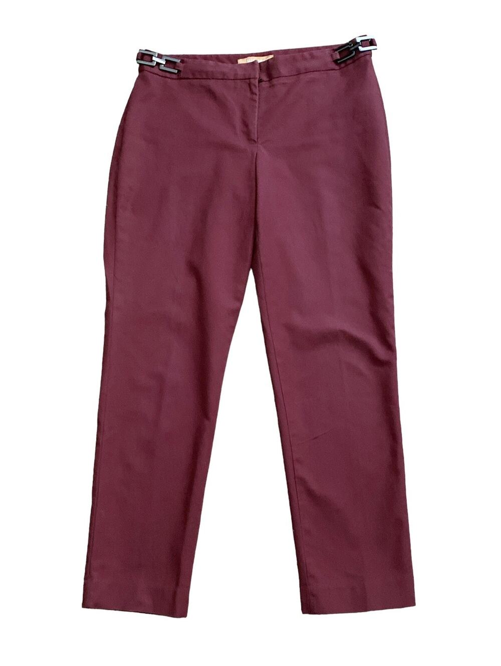 Ellen Tracy Pants Womens 4 Mauve Slim Leg Ankle Career Stretch Buckle Waist